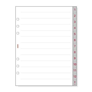 Finocam R1072 Separadores Numerados para Agendas Open - 13 Solapas - Formato 1000 - 166x2x215mm - Papel - Color Blanco