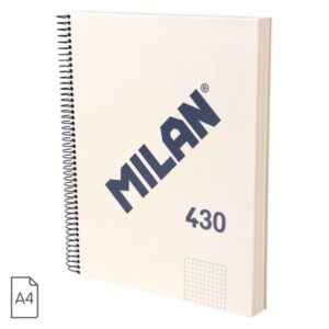 Milan 430 Since 1918 Cuaderno A4 con Espiral - Cuadricula 5x5mm - 120 Hojas de 95g - Tapa Dura - Color Beige