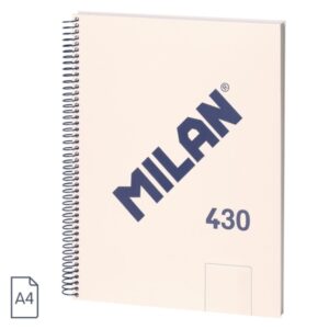 Milan 430 Since 1918 Cuaderno A4 con Espiral - Hojas Blancas - 80 Hojas de 95g - Tapa Dura - Color Beige