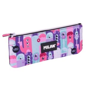Milan Aliens 2 Estuche Portatodo Plano - Compacto - Cierre de Cremallera - 23x9x1.5cm - Color Rosa