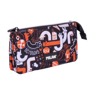 Milan Fingers Estuche Portatodo - 5 Compartimentos - 22x12x4cm - Color Naranja