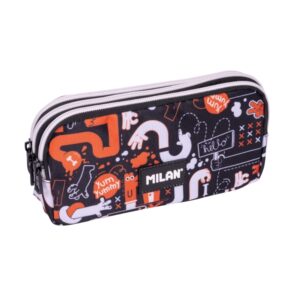 Milan Fingers Estuche Portatodo - Cremallera - 3 Compartimentos - 22x11x6.5cm - Color Naranja