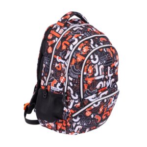 Milan Fingers Mochila Escolar 25L - Bolsillos Laterales de Malla - Compartimento Interior para Portatil - 4 Cremalleras - 46.5x30x17cm - Color Naranja