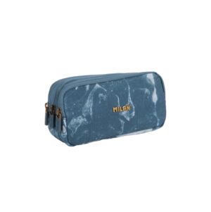 Milan Lava Estuche Portatodo - Cremallera - 3 Compartimentos - 22x11x6.5cm - Color Azul