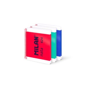 Milan Nata 624 Pack 3 Cuadernos A5 con Espiral - Papel a Lineas de 7mm - 80 Hojas de 95g - Tapa Dura - Colores Surtidos