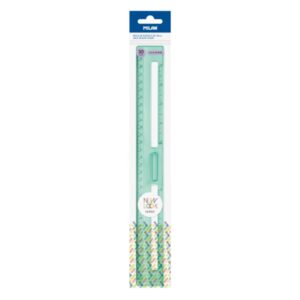 Milan New Look Regla de 30cm - Plastico Rigido - Transparente - Centimetros y Pulgadas - Color Verde