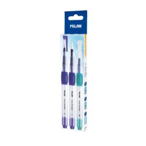 Milan Pack de 3 Pinceles con Deposito de Agua - Recargable - Surtidos - Color Azul