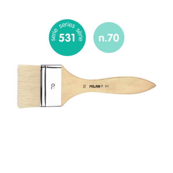 Milan 531 Paletina para Barnices y Oleo de 70mm - Cerda Natural - Mango Corto - Color Madera Claro
