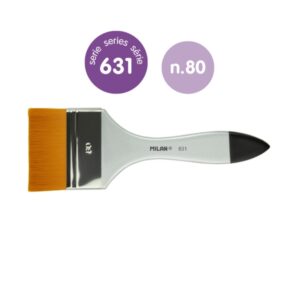 Milan 631 Premium Synthetic Paletina de 80mm - Pelo Sintetico - Mango de Madera Barnizada - Color Plata