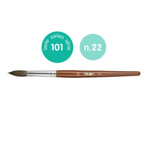 Milan 101 Pack de 3 Pinceles Escolares Redondos Numero 22 - Bolsa con Colgador - Pelo de Cabra y Sintetico - Color Madera Oscuro