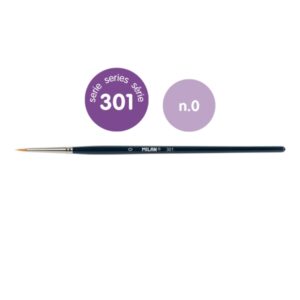 Milan 301 Pack de 12 Pinceles para Trabajos Finos Numero 0 - Bolsa con Colgador - Pelo Sintetico - Color Negro