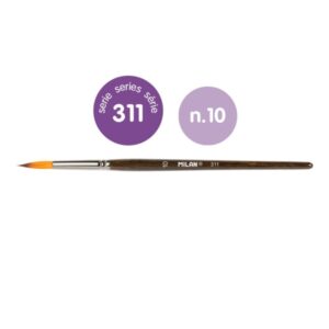 Milan 311 Pack de 6 Pinceles Redondos Numero 10 - Bolsa con Colgador - Pelo Sintetico - Color Madera Oscuro