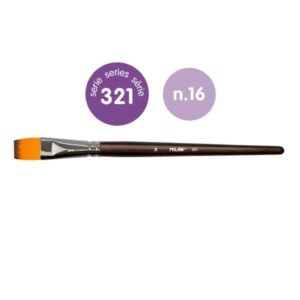 Milan 321 Pack de 3 Pinceles Planos Numero 16 - Bolsa con Colgador - Pelo Sintetico - Color Madera Oscuro