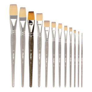 Milan 321 Pack de 3 Pinceles Planos Numero 20 - Bolsa con Colgador - Pelo Sintetico - Color Madera Oscuro