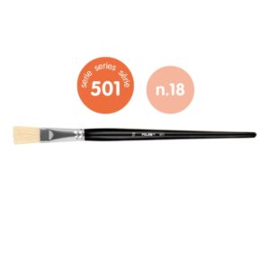 Milan 501 Pack de 4 Pinceles Planos Numero 18 - Bolsa con Colgador - Cerda Natural - Color Negro
