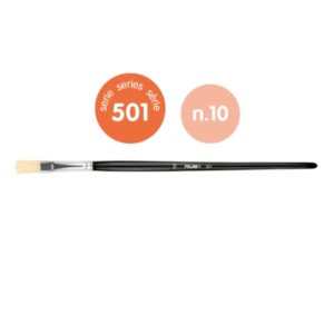 Milan 501 Pack de 6 Pinceles Planos Numero 10 - Bolsa con Colgador - Cerda Natural - Color Negro