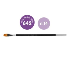 Milan 612 Premium Synthetic Pack de 3 Pinceles Lengua de Gato Numero 14 - Bolsa con Colgador - Pelo Sintetico - Mango Largo - Color Madera Oscuro