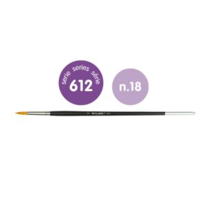 Milan 612 Premium Synthetic Pack de 3 Pinceles Redondos Numero 18 - Bolsa con Colgador - Pelo Sintetico - Mango Largo - Color Negro