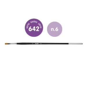 Milan 612 Premium Synthetic Pack de 6 Pinceles Lengua de Gato Numero 6 - Bolsa con Colgador - Pelo Sintetico - Mango Largo - Color Negro