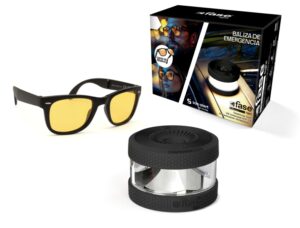 Fase Light Baliza de Señalizacion de Emergencia V16 Conectada con DGT + Gafas Conduccion Nocturna - Proteccion IP54 - Datos hasta Enero 2038 - Color Negro