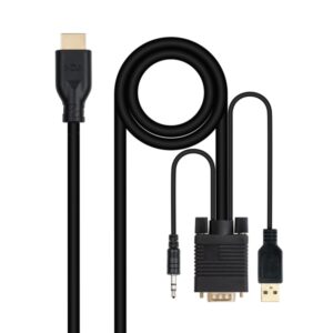 Nanocable Cable Conversor VGA a HDMI - VGA/M-HDMI/M + Audio -  1.8m - Color Negro