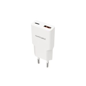 Nanocable Cargador de Pared USB-C/PD + USB-A/QC 25W - Color Blanco