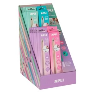 Apli Infinite Pencil Nordik Expositor con 20 Packs de Lapiz Infinito HB + Mina de Recambio + Tapon Protector - Para Escribir hasta 16km - Colores Surtidos