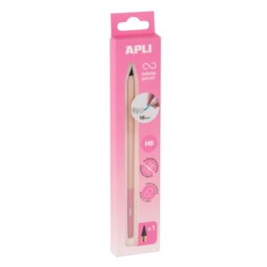 Apli Infinite Pencil Nordik Pack de Lapiz Infinito HB + Mina de Recambio + Tapon Protector - Para Escribir hasta 16km - Color Rosa