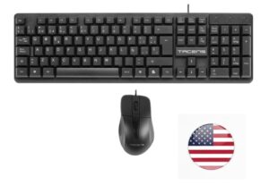 Tacens Anima ACP02 Pack USB Teclado Multimedia + Raton 1200dpi 3 Botones - Disposicion Internacional QWERTY US - Cable de 1.3m - Teclas de Membrana - Sensor Optico - Uso Diestro - Color Negro