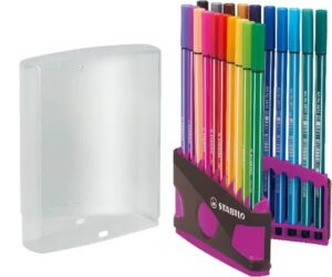 Stabilo Premium Pen 68 Estuche con 20 Rotuladores - Punta de Fibra - Trazo de 1mm aprox. - Alto Brillo y Luminosidad de Color - Colores Surtidos