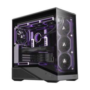 Abysm Arian Frame A400 Black Caja Torre ATX, ITX, Micro ATX - Lateral y Frontal Cristal Templado - 3.5" y 2.5" - USB-A, USB-C y Audio - 4 Ventilador ARGB Instalados - Soporta Refrigeracion Liquida