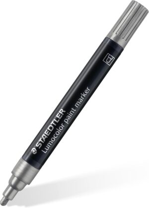 Staedtler Lumocolor 349 Marcador Acrilico Permanente - Trazo 2.4 mm Aprox - Tinta Base de Agua - Color Plata