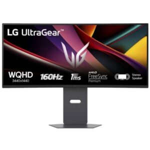 LG UltraGear Monitor 34" Curvo 1500R VA UltraWide QHD 160Hz HDR10 FreeSync Premium - Respuesta 1ms - Altavoces - Ajustable en Altura, Giratorio e Inclinable - 21:9 - HDMI - VESA 100x100mm