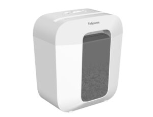 Fellowes LX25 Destructora de Papel Manual Corte en Particulas P-4 - Destruye hasta 6 Hojas - Papelera de 11.5L - Color Blanco