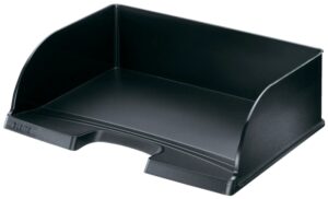 Leitz Plus Jumbo Bandeja Portadocumentos de Gran Capacidad - Acceso Apaisado - Hasta 10uds Apilables - Color Negro