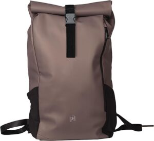 Oxford Identity Roll Top Mochila con Cierre Enrollable 24L - Material Resistente al Agua - Asa Colgador en la Parte Posterior - Bolsillo Frontal con Llavero - 48x32x10cm - Color Marron