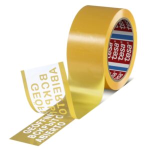 Tesa 64007 Cinta para Precintado a Prueba de Manipulaciones 50mm x 1.000 Metros - Para Aplicacion Automatica - Adhesivo Acrilico a Base de Agua - Color Amarillo