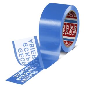 Tesa 64007 Cinta para Precintado a Prueba de Manipulaciones 50mm x 50 Metros - Para Aplicacion Manual y Automatica - Adhesivo Acrilico a Base de Agua - Color Azul