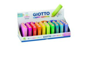 Giotto Happy Gomma Goma de Borrar - Forma de Lapiz - Para Borrar Grafito - Colores Fluo Surtidos