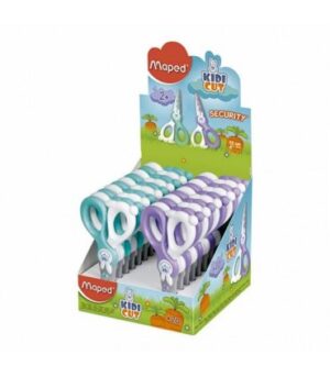 Maped Kidikut Tijera Escolar Punta Redonda 12cm - Cuchillas en Fibra de Vidrio - Mango de Plastico Simetrico - Colores Surtidos