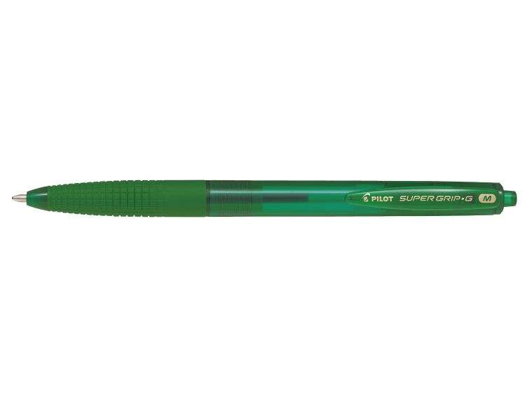 Pilot SuperGrip G Boligrafo de Bola Retractil - Punta Redonda 1.0mm - Trazo 0.4mm - Tinta de Aceite - Grip Ergonomico - Color Verde