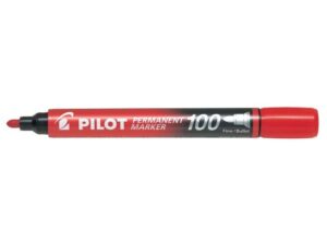 Pilot Rotulador Permanente 100 - Punta de Bala 4,5mm - Trazo 1mm - Color Rojo