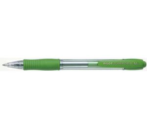 Pilot Boligrafo de Bola Retractil SuperGrip - Punta Redonda 1.0mm - Trazo 0.27mm - Tinta de Aceite - Grip Ergonomico - Color Verde Claro