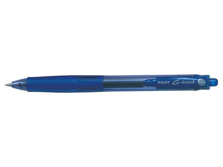 Pilot Boligrafo de Gel G-Knock - Recargable - Fabricado con Plastico Reciclado - Punta de Bola 0.7mm - Trazo 0.32mm - Color Azul