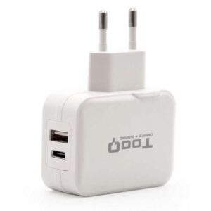 Tooq Cargador de Pared USB 2.0, USB-C - Color Blanco