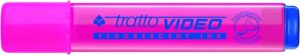 Tratto Video Marcador Fluorescente - Punta Biselada - Tinta Base de Agua - Secado Rapido - Color Rosa Fluorescente