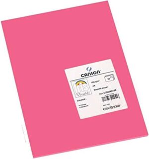 Canson Guarro Pack de 50 Cartulinas Iris A4 de 185g - 21x29.7cm - Color Fucsia