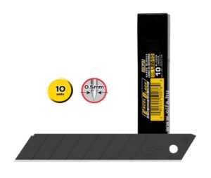 Olfa Pack de 10 Cuchillas de Respuesto Negras para Cutters Olfa - 8 Segmentos - Ancho 18mm