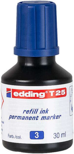 Edding T25 Bote de Recarga para Rotulador Permanente - Capacidad 30ml - Color Azul
