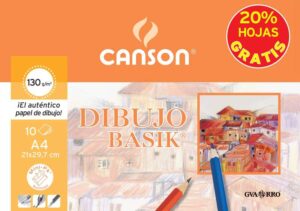 Canson Minipack de 10 Hojas de Dibujo Basik Liso 21x29.7 130g - 20% Hojas Gratis - Color Blanco